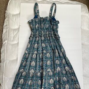 Chelsea & Theodore Bohemian Floral Maxi Dress in Blue and Green 100% cotton